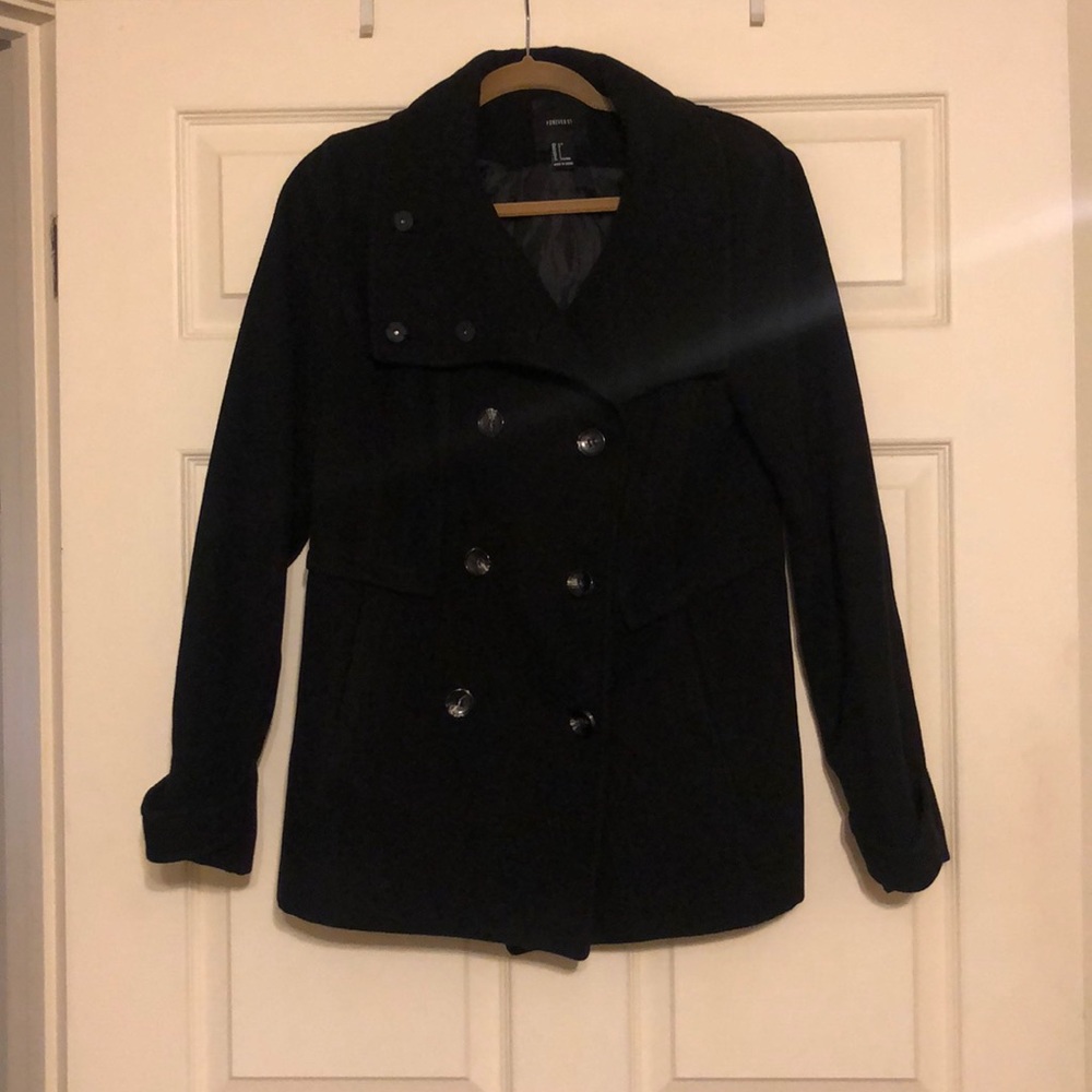 Forever 21 Women’s Black Peacoat, EUC Sz L
